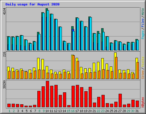 Daily usage for August 2020