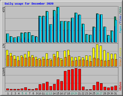 Daily usage for December 2020