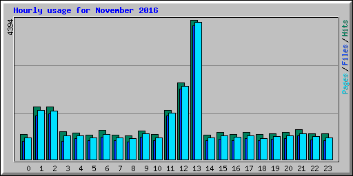 Hourly usage for November 2016